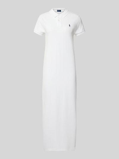 Produktfoto, Straight Fit Polokleid aus reiner Baumwolle von Polo Ralph Lauren, efekt: jednolity kolor, długość midi, krótki rękaw, wysokie zapięcie, wyhaftowane logo, boczne rozcięcia, wykończenie materiału: pika, 100% bawełna