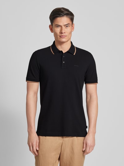 BOSS Koszulka polo z paskami w kontrastowym kolorze model ‘Parlay’ Czarny 4