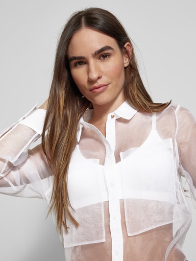 comma Regular Fit Bluse im semitransparenten Design Offwhite 3