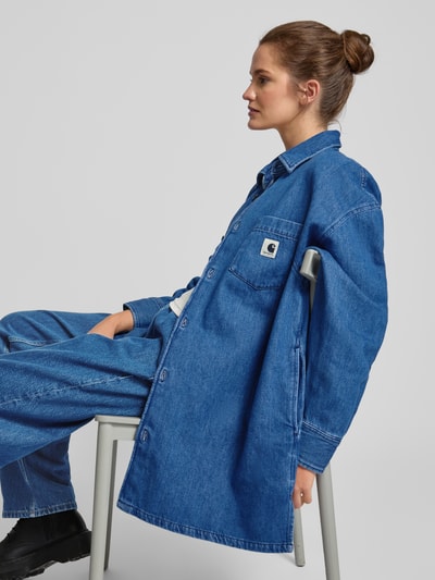 Carhartt Work In Progress Oversized  Jeansbluse mit Umlegekragen Modell 'GLENNON' Jeansblau 3