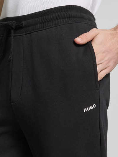 HUGO Regular fit sweatpants met labelprint, model 'Dayote' Zwart - 3