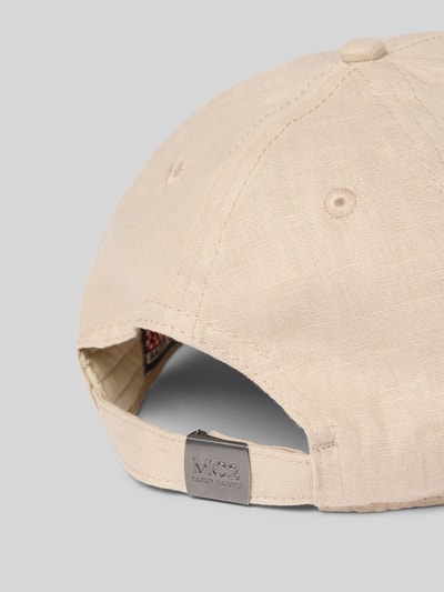 Produktfoto, Basecap mit Label-Stitching von MC2 Saint Barth aus beigem Stoff, verstellbar, Modell 'BASEBALL', strukturiertes Material