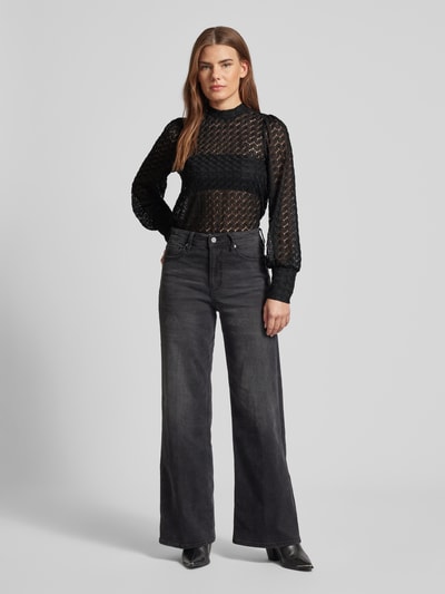 Vero Moda Regular fit kanten blouse met ballonmouwen, model 'BECCA' Zwart - 1