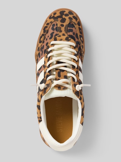 Productfoto, Sneaker uit ledermix model 'Verdict' van Steve Madden, afgeronde vorm, vetersluiting, gestructureerde zool, luipaardprint, hakhoogte 3 cm, schachthoogte 7 cm, schachtwijdte 8 cm, beige en bruintinten