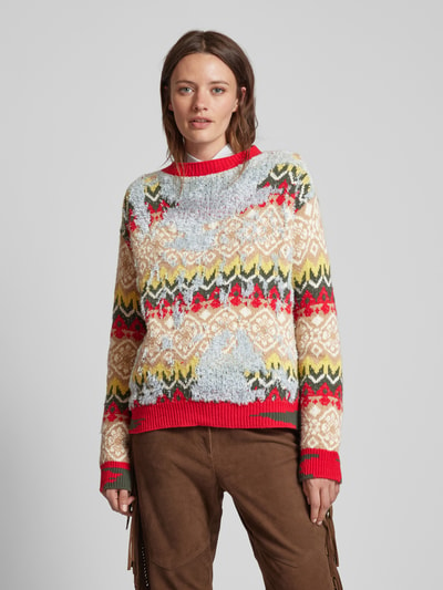 Weekend Max Mara Wollen pullover met all-over motief, model 'HIGHER' Lichtblauw - 4