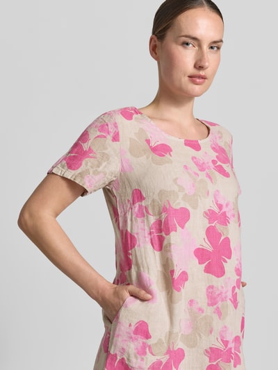 ZABAIONE Minikleid aus Leinen-Mix im Allover-Look Modell 'Gl44aniaa' Pink 3