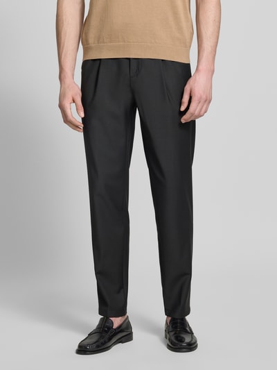 g1920 Spodnie materiałowe o kroju slim fit z dodatkiem wełny Czarny 4