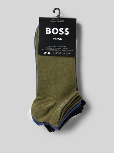 BOSS Sneakersokken met labelstitching in een set van 5 paar Olijfgroen - 3