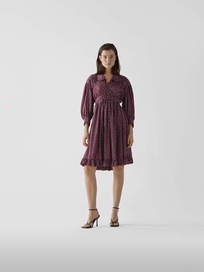 Paco Rabanne Knielanges Kleid mit floralem Muster Bordeaux Rot 1
