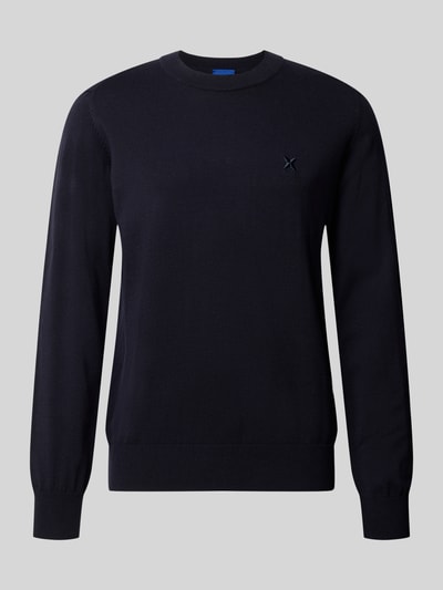 Produktfoto, dunkelblauer Regular Fit Pullover aus Baumwoll-Mix Modell 'San Celio-C' von HUGO, glatte Struktur, Herren Pullover von HUGO Blue.