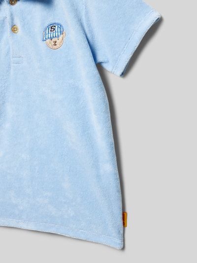 Steiff poloshirt met korte knoopsluiting en motiefstitching Bleu - 2