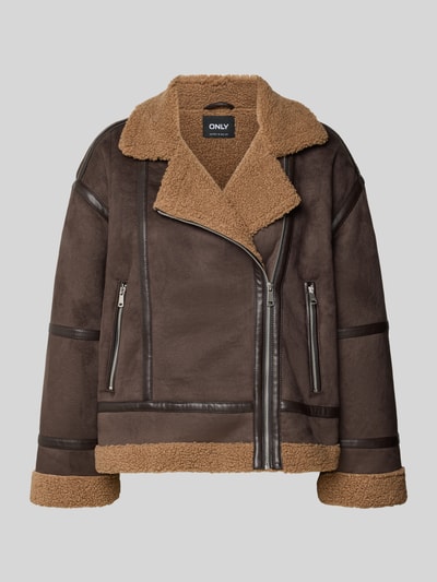 ONLY Regular Fit Bomberjacke mit Teddyfellkragen Modell 'KENDRA' Dunkelbraun 2