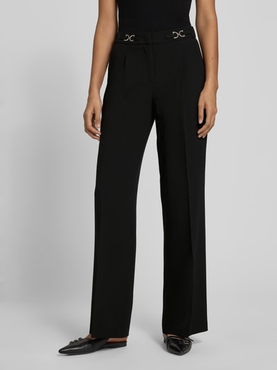 TONI Wide leg stoffen broek met bandplooien, model 'luisa' Zwart - 4