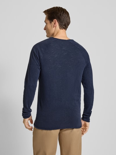 American Vintage Shirt met lange mouwen en ronde hals, model 'SONOMA' Marineblauw - 5