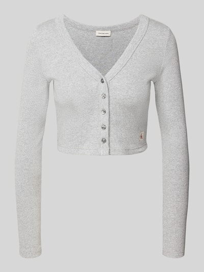 Calvin Klein Jeans Kort gebreid jack met knoopsluiting Lichtgrijs gemêleerd - 2