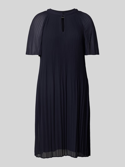 comma Knielanges Kleid mit Plisseefalten Marine 2