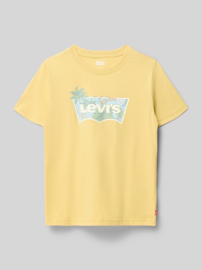 Produktfoto, Regular Fit T-Shirt aus Baumwoll-Mix Modell 'BATWING' von Levi’s® Kids, Optik: Unifarben, Motiv-Print mit Label-Schriftzug.