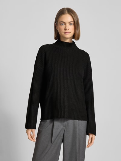 PIECES Sweter z dzianiny o luźnym kroju z półgolfem model ‘TULLE’ Czarny 4