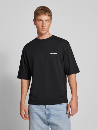 REVIEW Oversized T-Shirt mit Label-Print Black 4