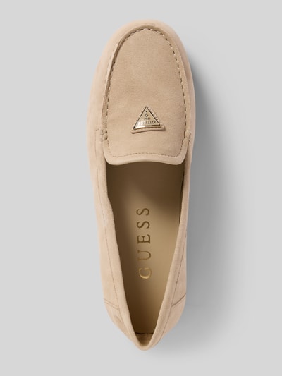 Guess Mokasyny skórzane z naszywką z logo model ‘LILAN’ Piaskowy 3