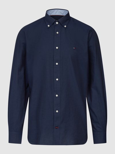 Tommy Hilfiger Regular Fit Business-Hemd mit Label-Stitching Modell 'SOLID' Marine 2