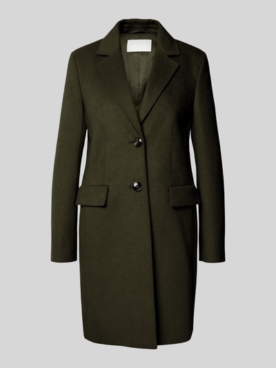 Jake*s Collection Płaszcz o kroju regular fit z dodatkiem wełny lana i kołnierzem z połami Ciemnozielony 2