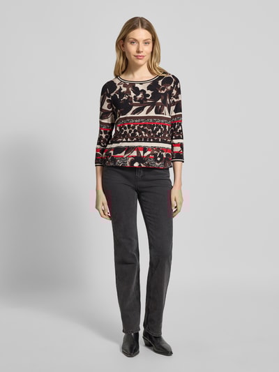 Betty Barclay T-shirt in all-over look met 3/4-mouwen Zwart - 1