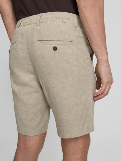 Selected Homme Regular Fit Chinoshorts aus Baumwoll-Leinen-Mix Modell 'BRODY' Oliv 3