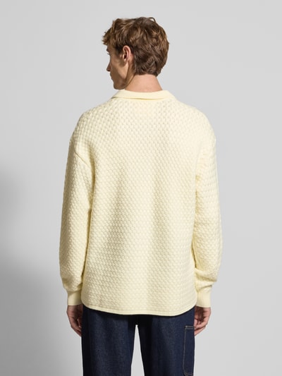 BLKVIS Strickpullover mit Polokragen Modell 'Script' Offwhite 5