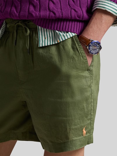 Polo Ralph Lauren Leinenshorts mit Tunnelzugbund und Logo Stitching Oliv 3