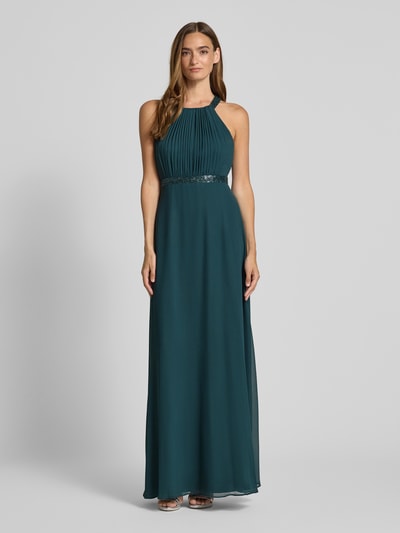 V.M. Avondjurk met plooien en cut-out aan de achterkant Donkergroen - 4