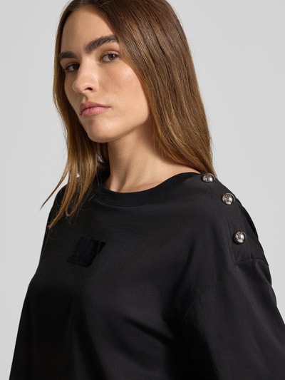 ARMANI EXCHANGE T-Shirt mit Label-Print und Zierknöpfen Black 3