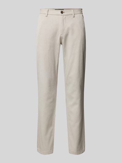 Marc O'Polo Regular Fit Chino aus Baumwoll-Mix in feinem Two-Tone-Zickzack-Muster Modell 'STIG' Beige 2