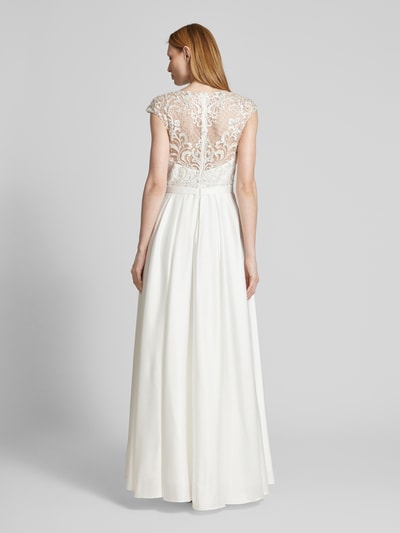 Unique Abendkleid mit Spitzenbesatz Offwhite 5