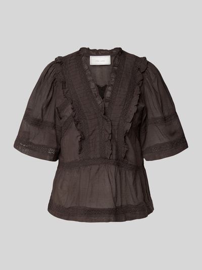 Neo Noir Regular Fit Bluse mit V-Ausschnitt Modell 'Evienne' Dunkelbraun 2