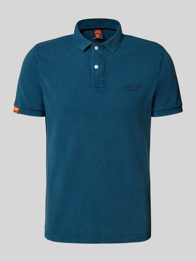 Superdry Koszulka polo o kroju regular fit z wyhaftowanym logo Niebieski 2