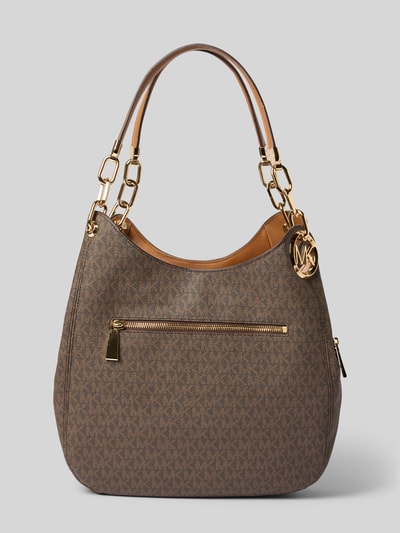 Productfoto, Shoulder Bag mit Logo-Applikation Modell 'Lillie' van MICHAEL Michael Kors, bruin met allover-logo, kettinghandvat, magnetische sluiting, hoofdvak, rits, 38x34x9 cm, schouderriem 52 cm.