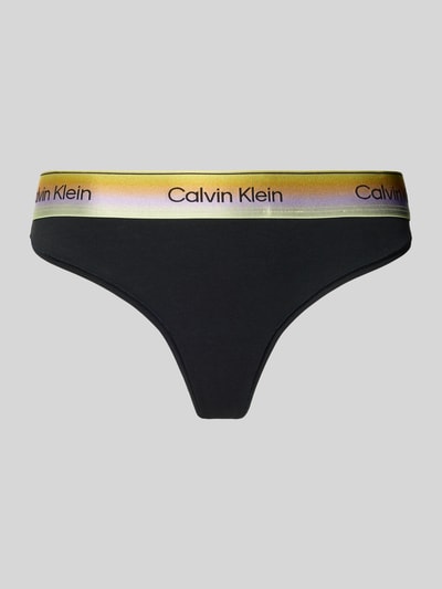 Produktfoto, String aus Baumwoll-Mix von Calvin Klein Underwear in Optik: Unifarben mit Label-Bund, Bundabschluss: Elastisch