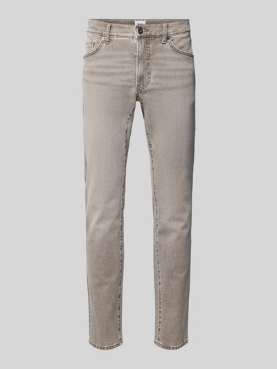 Produktfoto, Slim Fit Jeans mit 5-Pocket-Design Modell 'Chuck' von Brax aus Baumwoll-Elasthan-Mix, beige, Struktur erkennbar, Herren Jeans