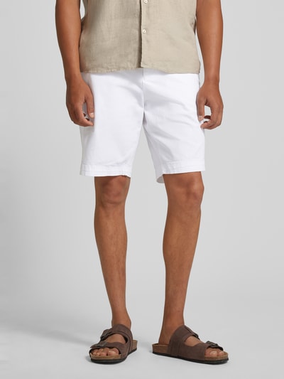 BOSS Slim Fit Shorts mit Gürtelschlaufen Modell 'Slice' Weiss 4