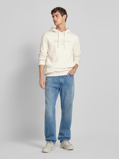 Pepe Jeans Hoodie met labelstitching, model 'New Nouvel' Offwhite - 1