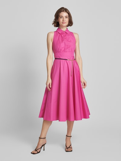 Max Mara Studio Midi-jurk met platte kraag, model 'ADEPTO' Felroze - 4