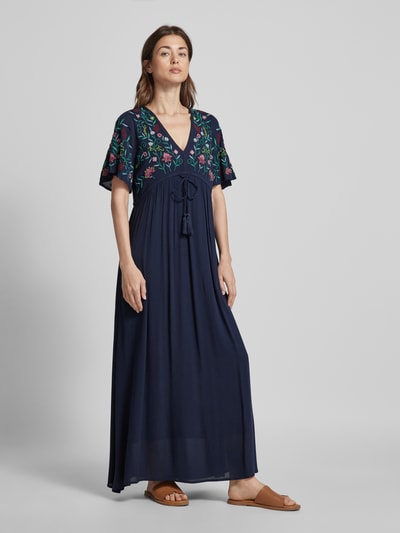 YAS Maxi-jurk met bloemenmotief, model 'CHELLA' Marineblauw - 1