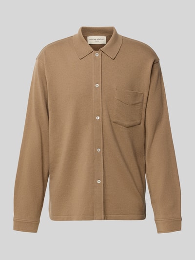 Produktfoto, Regular Fit Cardigan aus Woll-Mix von Officine Générale in Hellbraun mit Knopfleiste und Brusttasche, Woll-Kaschmir-Mix