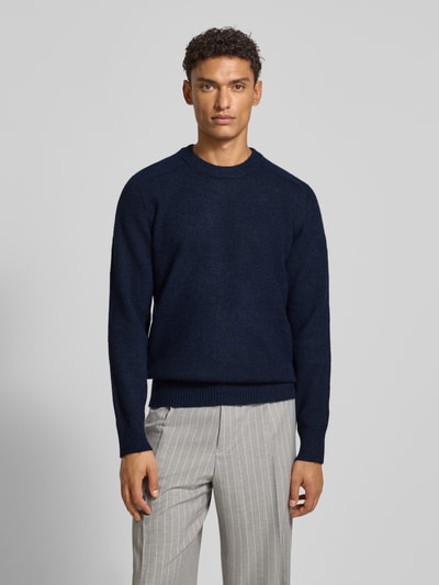 SELECTED HOMME Regular fit gebreide pullover met mix van alpaca en wol, model 'RAI' Donkerblauw - 4