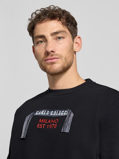 CARLO COLUCCI Bluza z detalem z logo Czarny 3