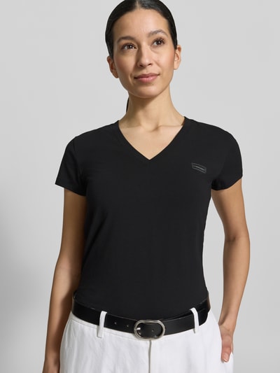 Armani Exchange T-Shirt mit V-Ausschnitt und Label-Stitching Black 3