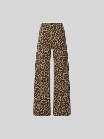 Produktfoto, Relaxed Fit Jeans aus reiner Baumwolle von Anine Bing, 5-Pocket-Design, Knopf-Reißverschluss, ausgestelltes Bein, Leopardenmuster