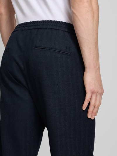 Les Deux Stoffen broek met elastische band Marineblauw gemêleerd - 3