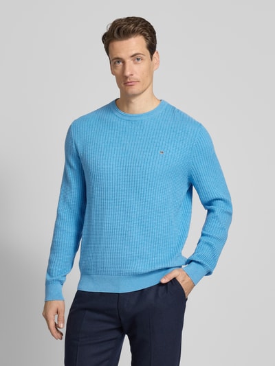 Christian Berg Men Strickpullover mit Logo-Stitching Blau Melange 4